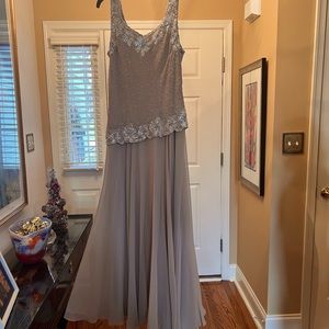 Taupe/gray JKara Mother of Bride/mother of groom formal dress, matching jacket